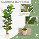 HOMCOM Artificial Fiddle Leaf Fig Tree With Solid Wood Trunks