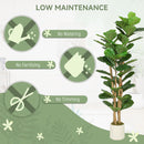 HOMCOM Artificial Fiddle Leaf Fig Tree With Solid Wood Trunks