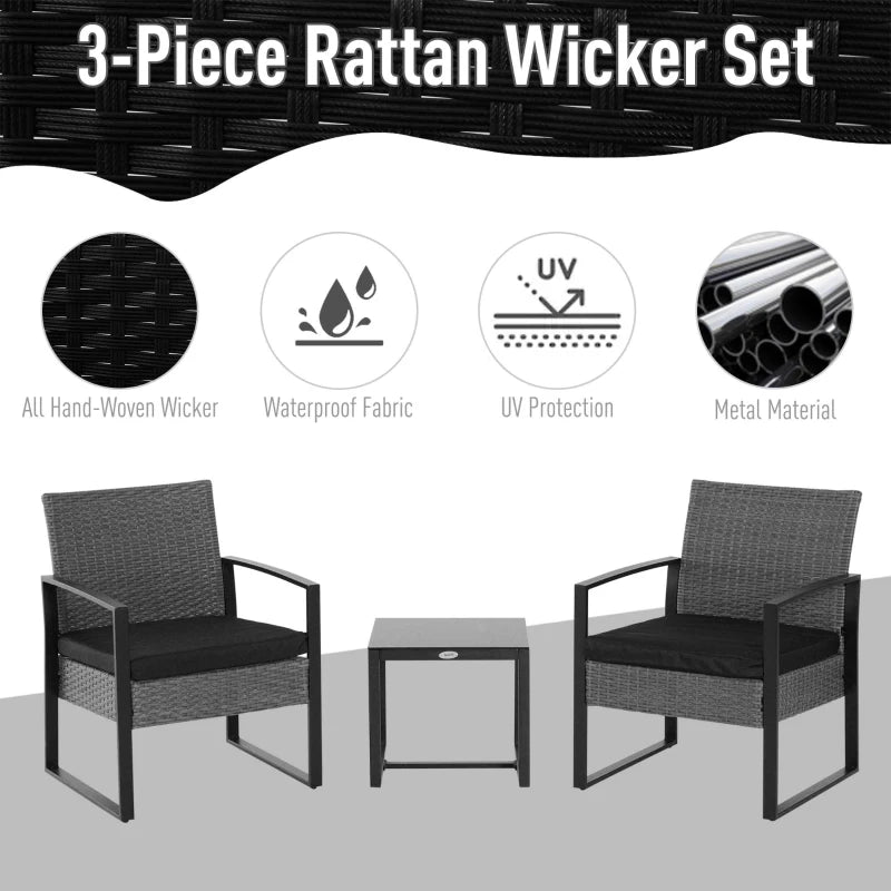 Outsunny Rattan Bistro Set - Grey