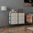 HOMCOM 6 Drawer Fabric Chest of Drawers w/ Wooden Top for Hallway