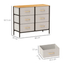 HOMCOM 6 Drawer Fabric Chest of Drawers w/ Wooden Top for Hallway