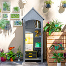 Outsunny Wooden Small Garden Shed With 3 Shelves And Tilt Roof Grey