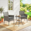 Outsunny 3 Piece Rattan Bistro Set with 2 Tier Glass-Top Table, Chairs