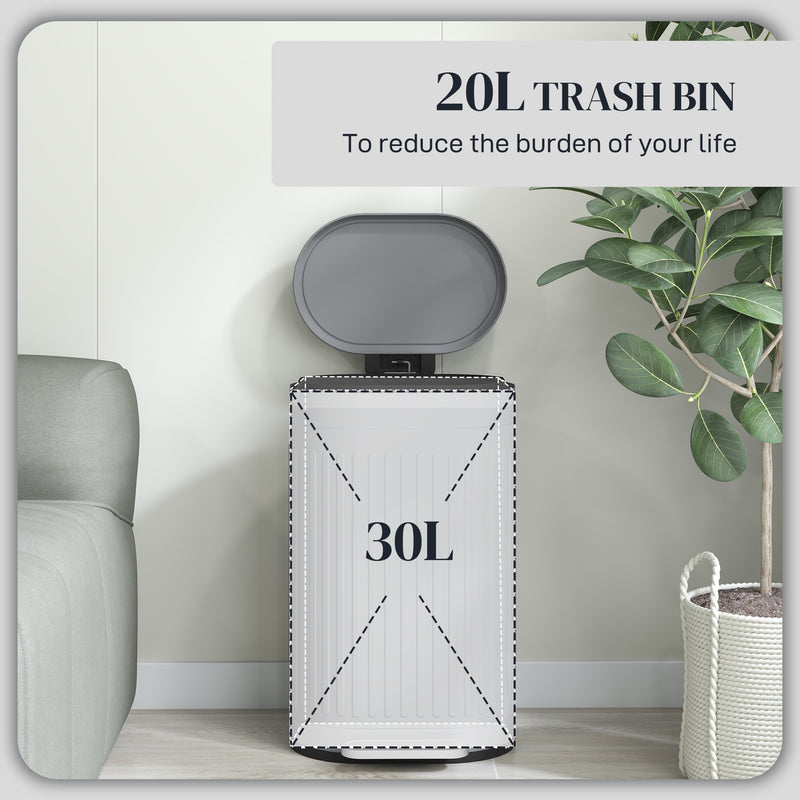 HOMCOM 30L Pedal Bin, Metal Kitchen Bin with Soft-close Lid