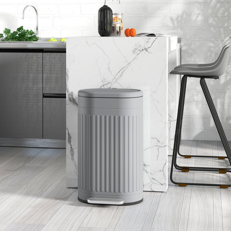 HOMCOM 30L Pedal Bin, Metal Kitchen Bin with Soft-close Lid