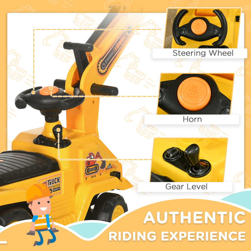 HOMCOM 2 in 1 Kids Ride On Tractor with Buckle, for 1.5-4 Years Old, Yellow