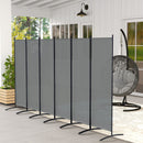 Outsunny Garden Privacy Screen Foldable 6 Panel Room Divider, Dark Grey