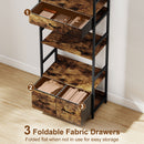 HOMCOM Industrial Bookshelf with 4 Shelves and 3 Fabric Drawers Rustic Brown