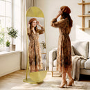 HOMCOM Wavy Full Length Mirror With Metal Frame And Base, Gold Tone