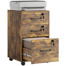 HOMCOM 3 Drawer File Cabinet Rolling Filing Cabinet For A4 And Letter Brown