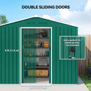 Outsunny 8 X 6ft Garden Storage Shed With Double Door Green