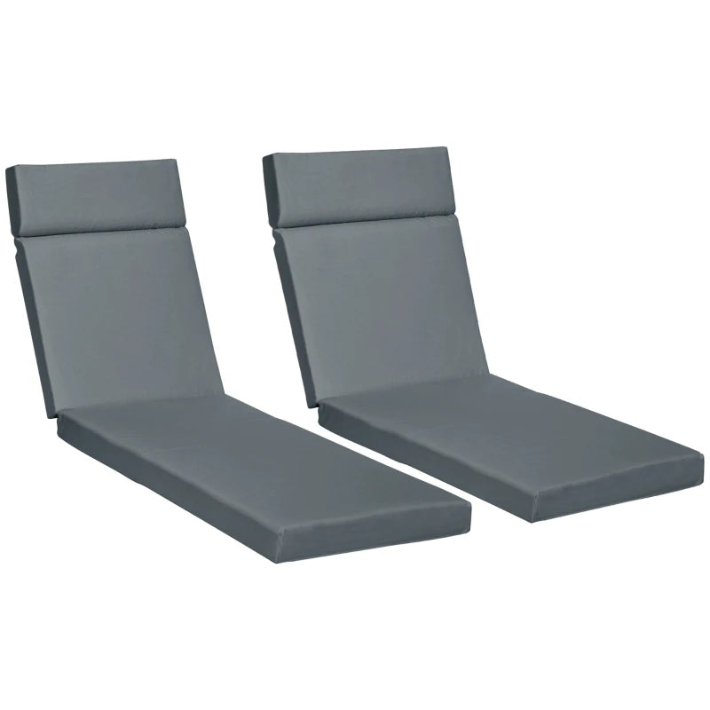 Outsunny Set of 2 Lounger Cushions - Dark Grey