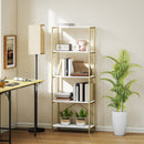 HOMCOM Modern Bookshelf, Freestanding Bookcase, White and Gold Tone
