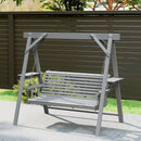 Outsunny 3 Seater Wooden Garden Swing Chair with Side Tables, Dark Grey
