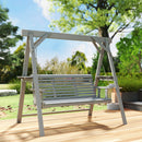 Outsunny 3 Seater Wooden Garden Swing Chair with Side Tables, Dark Grey