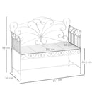 Outsunny Garden Bench Outdoor Furniture 2 Seater Park Seating w/ Backrest White