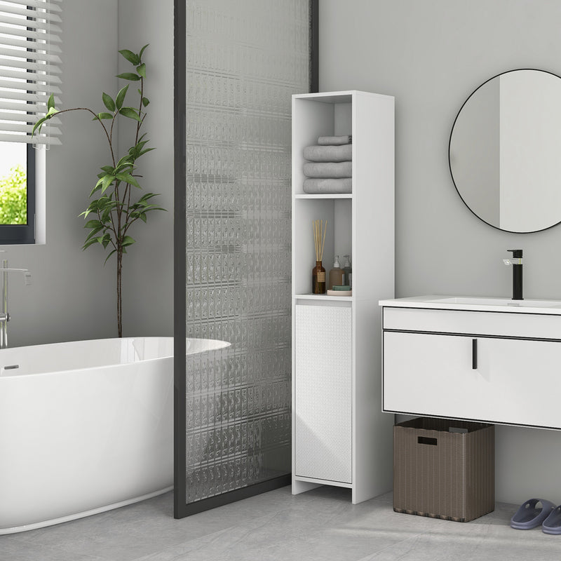 HOMCOM Narrow Bathroom Cabinet, Slim Bathroom Cupboard, White