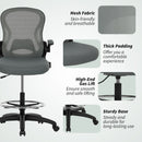 Vinsetto Standing Desk Chair With Adjustable Footrest, Charcoal Grey