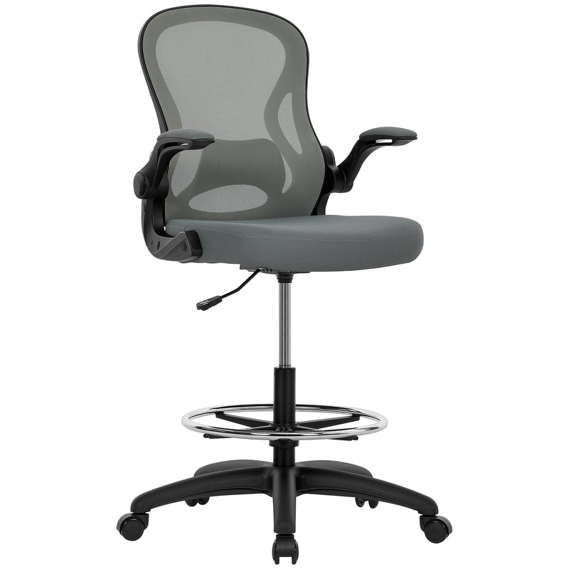 Vinsetto Standing Desk Chair With Adjustable Footrest, Charcoal Grey