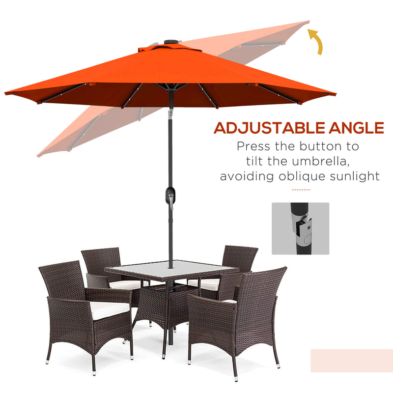Outsunny 24 LED Solar Powered Parasol Umbrella Garden Tilt Outdoor String Light