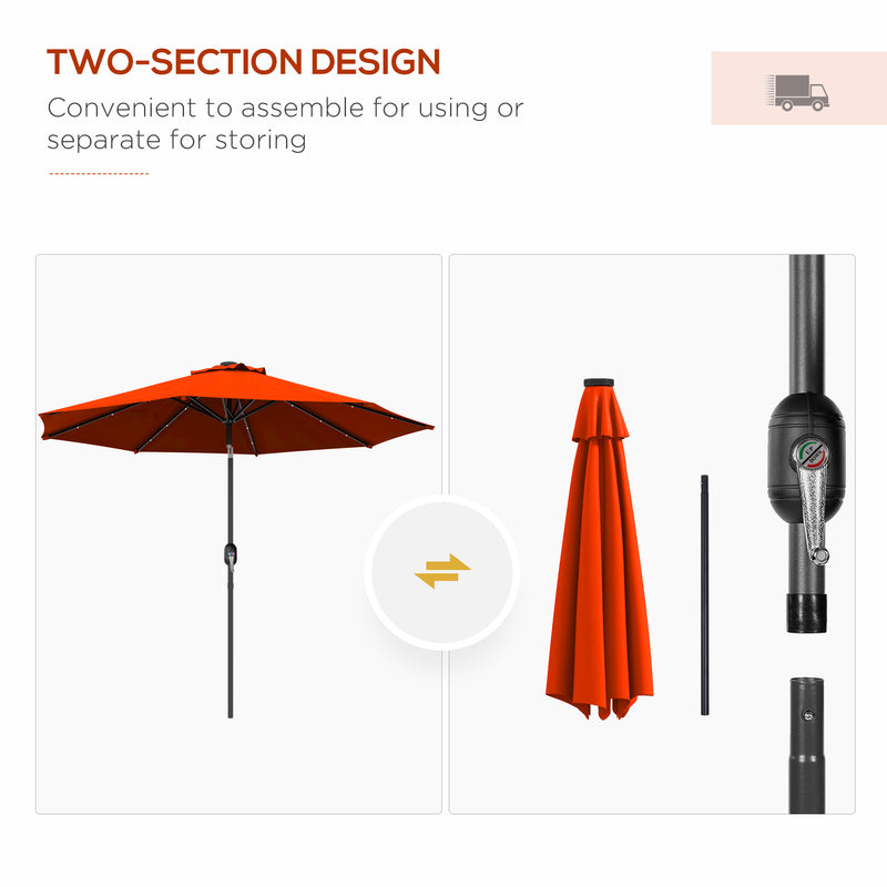 Outsunny 24 LED Solar Powered Parasol Umbrella Garden Tilt Outdoor String Light