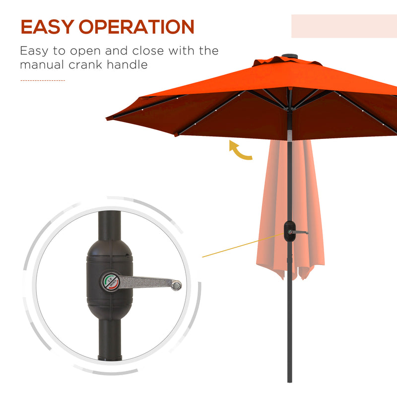 Outsunny 24 LED Solar Powered Parasol Umbrella Garden Tilt Outdoor String Light