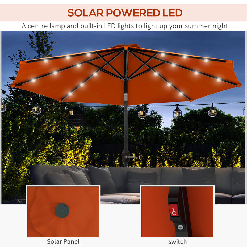 Outsunny 24 LED Solar Powered Parasol Umbrella Garden Tilt Outdoor String Light