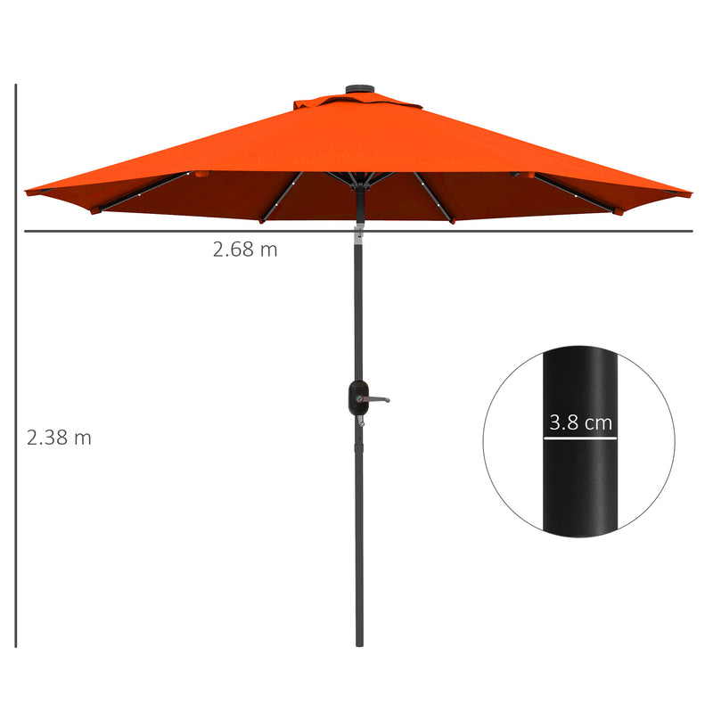 Outsunny 24 LED Solar Powered Parasol Umbrella Garden Tilt Outdoor String Light