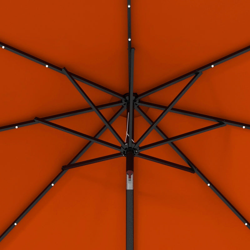 Outsunny 24 LED Solar Powered Parasol Umbrella Garden Tilt Outdoor String Light