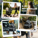 PawHut Foldable Pet Stroller, Dog Cat Stroller with Detachable Carrier