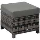 Outsunny Rattan Footstool Wicker Ottoman w/ Padded Seat for Backyard Garden