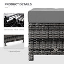 Outsunny Rattan Footstool Wicker Ottoman w/ Padded Seat for Backyard Garden