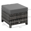 Outsunny Rattan Footstool Wicker Ottoman w/ Padded Seat for Backyard Garden