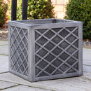 30cm/39cm Square Plastic Pewter Effect Grey Garden Patio Planter