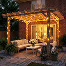 Outsunny 3.6 x 3.6m Graden Pergola Kit, Wooden Grape Trellis, Dark Brown