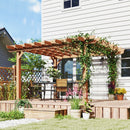 Outsunny 3.6 x 3.6m Graden Pergola Kit, Wooden Grape Trellis, Dark Brown