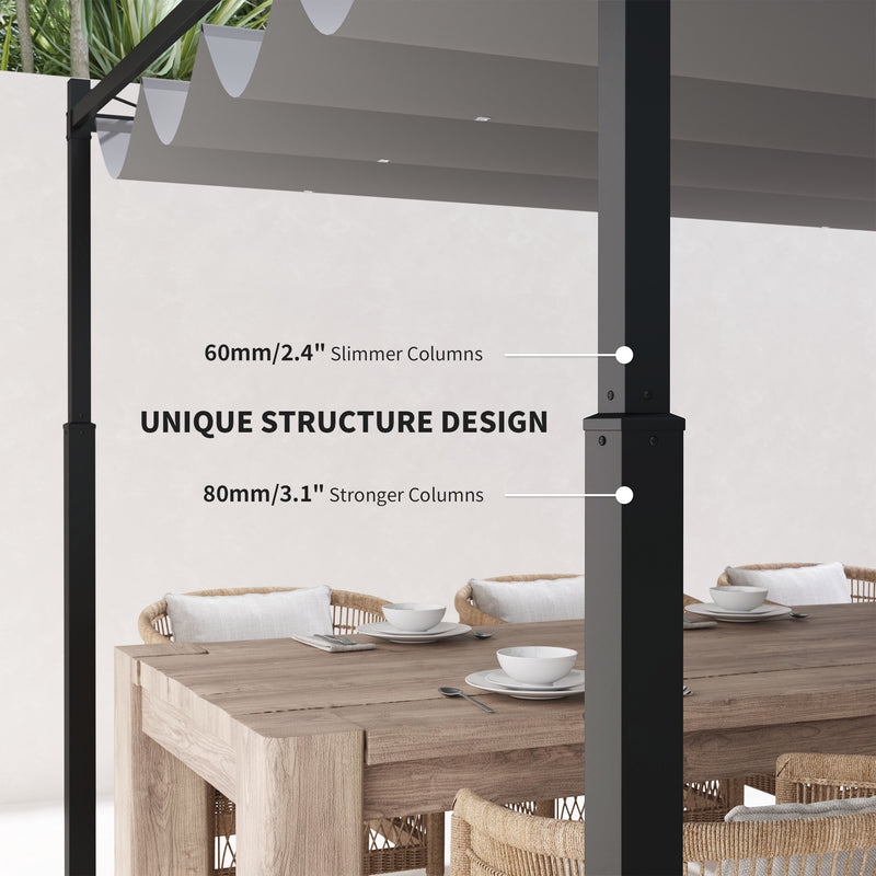 Outsunny 3 X 3(m) Pergola With Retractable Roof, 80mm Metal Column