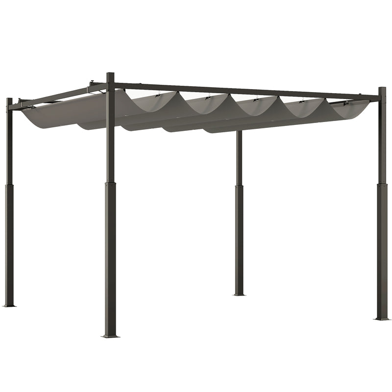 Outsunny 3 X 3(m) Pergola With Retractable Roof, 80mm Metal Column