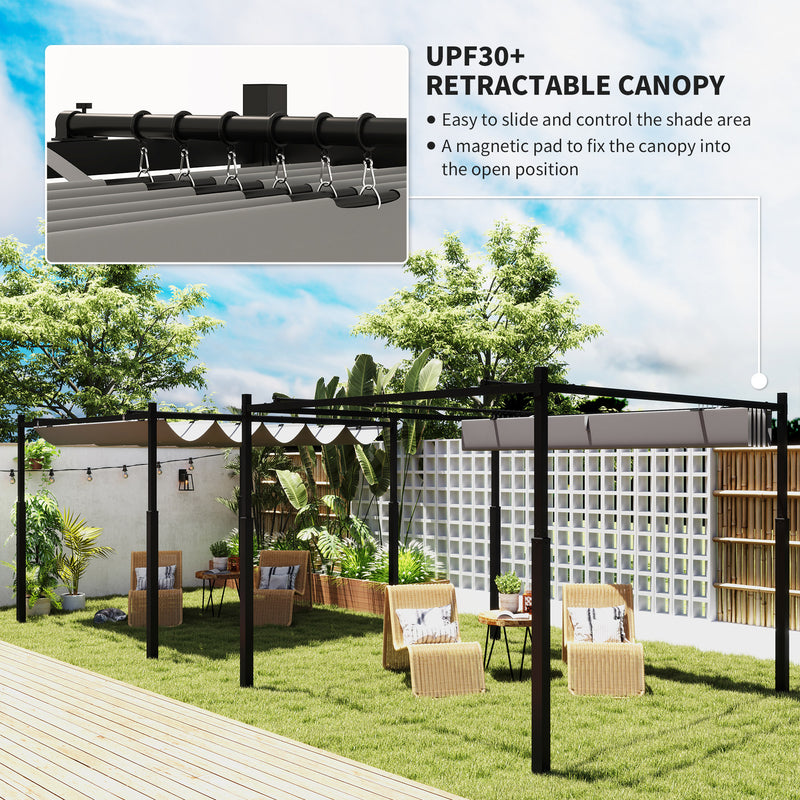 Outsunny 3 X 3(m) Pergola With Retractable Roof, 80mm Metal Column