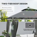 Outsunny 3 x 3 m Double Roof Outdoor Gazebo with Curtains, Dark Grey