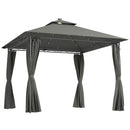 Outsunny 3 x 3 m Double Roof Outdoor Gazebo with Curtains, Dark Grey