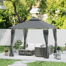 Outsunny 3 x 3 m Double Roof Outdoor Gazebo with Curtains, Dark Grey