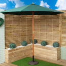 Outdoor 4 Person Folding Rectangular Wooden Garden Dining Table Benches Parasol and Base Set