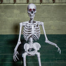 5ft (1.5m) Full Body Halloween Standing Skeleton With Posable Joints & Red LED Eyes