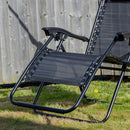 Multi Position Garden Gravity Relaxer Chair Sun Lounger with Sun Canopy in Black