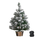 2ft (60cm) Battery Operated Snow Flocked Mini Christmas Tree in Silver Pot with Warm White LEDs