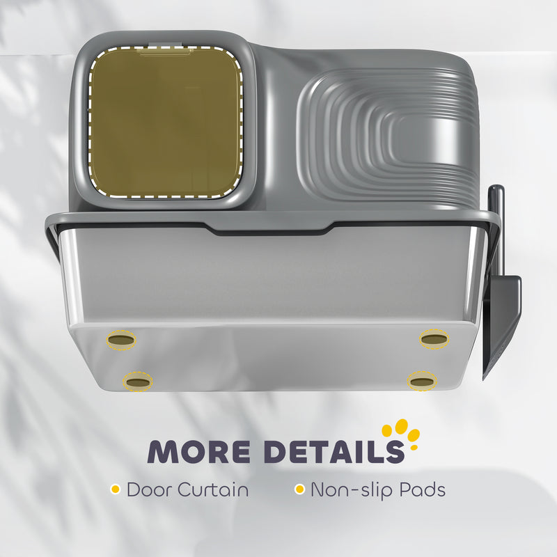 PawHut 65L XL Stainless Steel Litter Tray with Plasma Deodoriser System