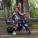 HOMCOM 24V Kids Electric Motorbike With Twist Grip Throttle, Music, Horn - Blue