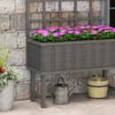 Outsunny Wood Raised Planter W/ Trellis Drain Holes Elevated Garden Bed - Natural Wood Finish/Grey