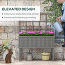 Outsunny Wood Raised Planter W/ Trellis Drain Holes Elevated Garden Bed - Natural Wood Finish/Grey